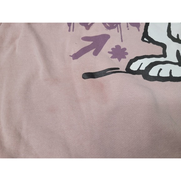 Juniors Snoopy Sweatshirt Live Fast Graphic Print Pink Pullover Top Medium‎ - Picture 4 of 7